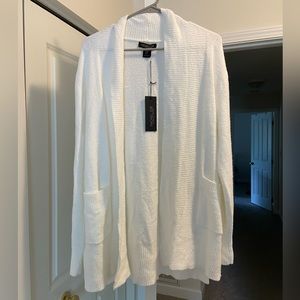 NWT Rachel Zoe fuzzy white cardigan